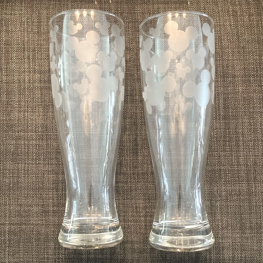 Mickey Beer Glasses Matching Pair